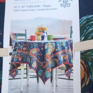 April Cornell Vibrant Blue and Red Tablecloth